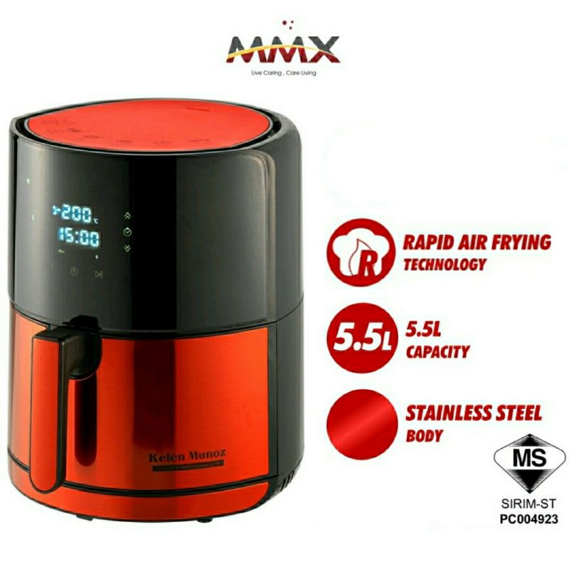 Kelen Munoz Digital Air Fryer - Red (KMAF7SSTDR)