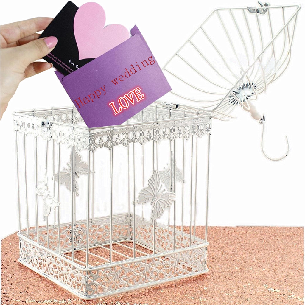 Birdcage Wedding Wishing Well Card Holder Bird Cage White Box