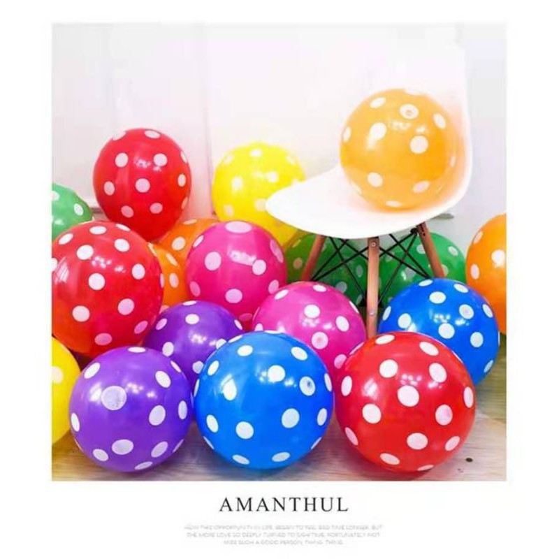[Ready Stock] 12" Latex Polka Dot Balloon for birthday decoration