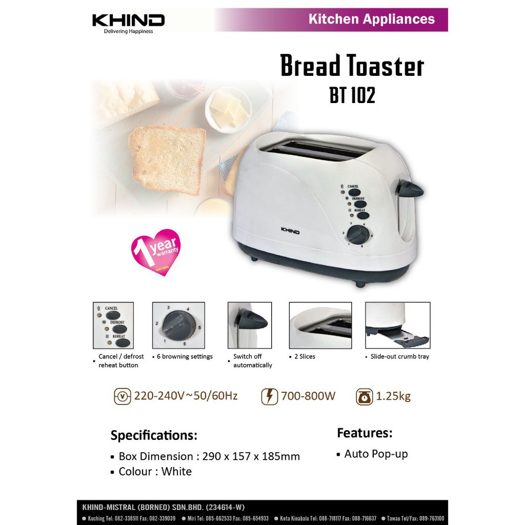 Khind BT-102 Bread Toaster | Shopee Malaysia
