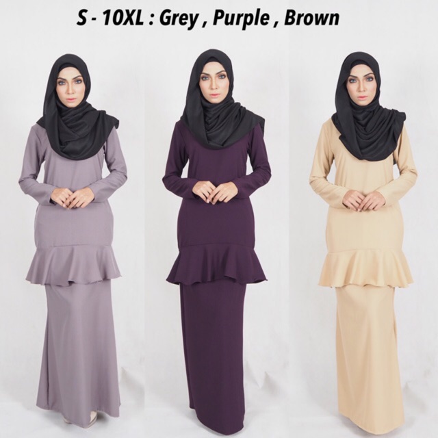 XS 10XL Haliza Plain Baju Kurung plussize kenduri 