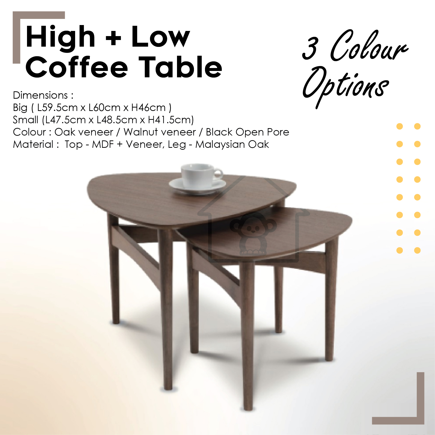 Coffee Table High Low Living Hall Table Coffee Table With Side Table Side Table End Table Shopee Malaysia