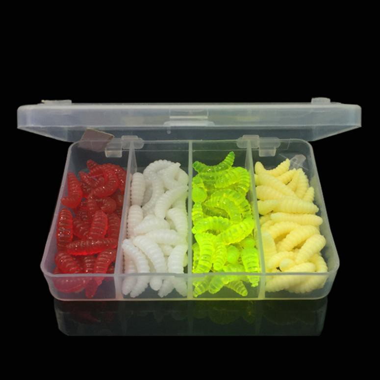 wvcetgbwe Fishing Accessories Fishing Accessories100Pcs 4 Colors Maggot Grub Outdoor Fishing Lure Worm Silicone Soft Bait Tool