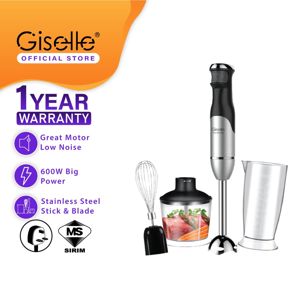 Juice Mixer Giselle Hand Blender Set with Malaysia Plug 600W Food