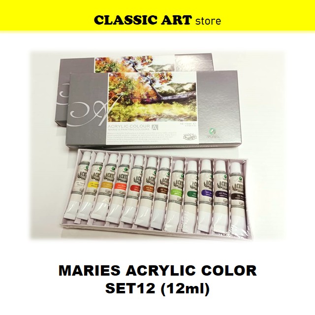Maries Acrylic Colour Set 12 12ml Shopee Malaysia
