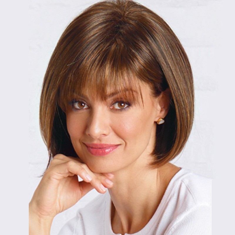 Wig Women Short Hair Air Bangs Short Straight Hair Caps Shopee
