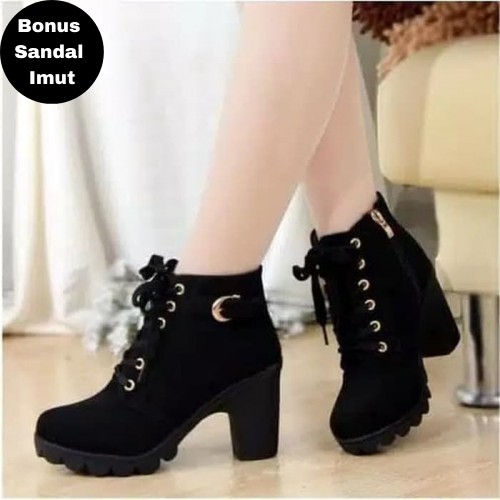 Boot Shoes Heels Bt02 Black Casual Formal Latest Women Girls Relaxed 21 Shopee Malaysia