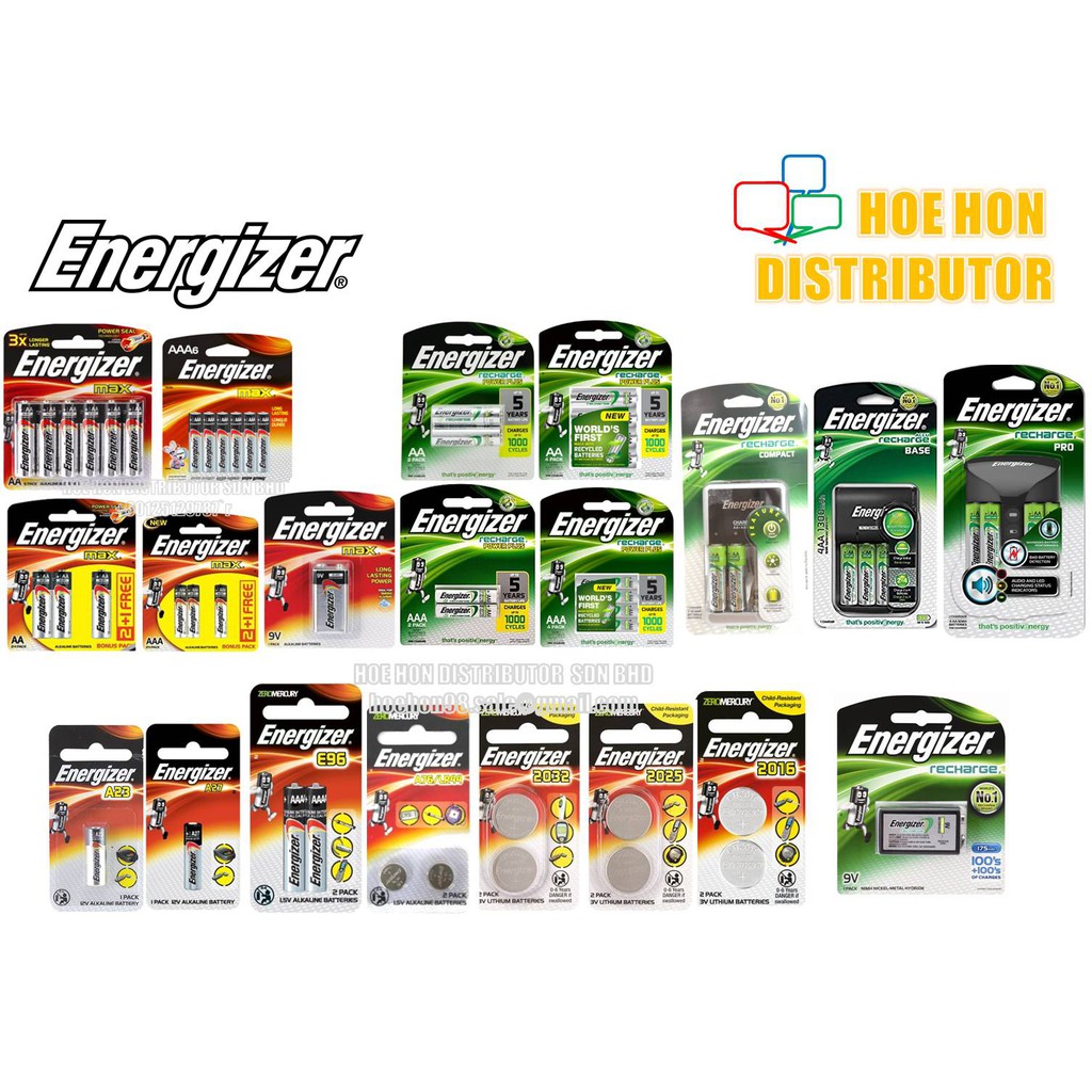 Energizer Alkaline Battery AA AAA 9V C D A23 A27 A76 E96 LR44 2032 2025