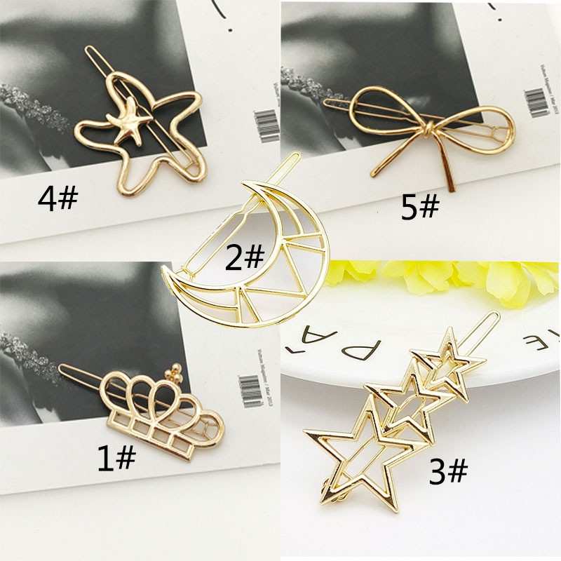 Fancy Girls New Design Double Starfish Shape Plain Metal Hair