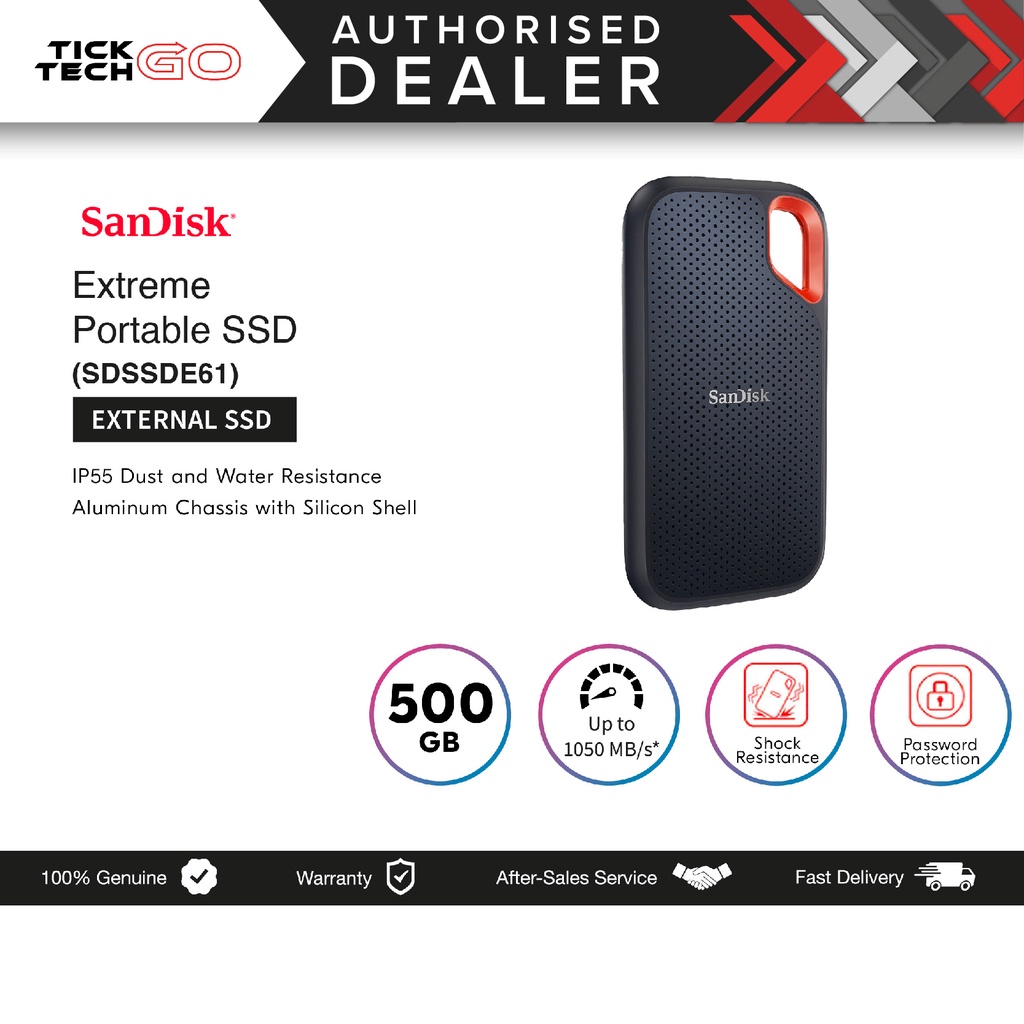 SanDisk Extreme Portable SSD V2 500GB/1TB/2TB/4TB 1050MB/s E61 USB 3.2 Gen2 TypeC External
