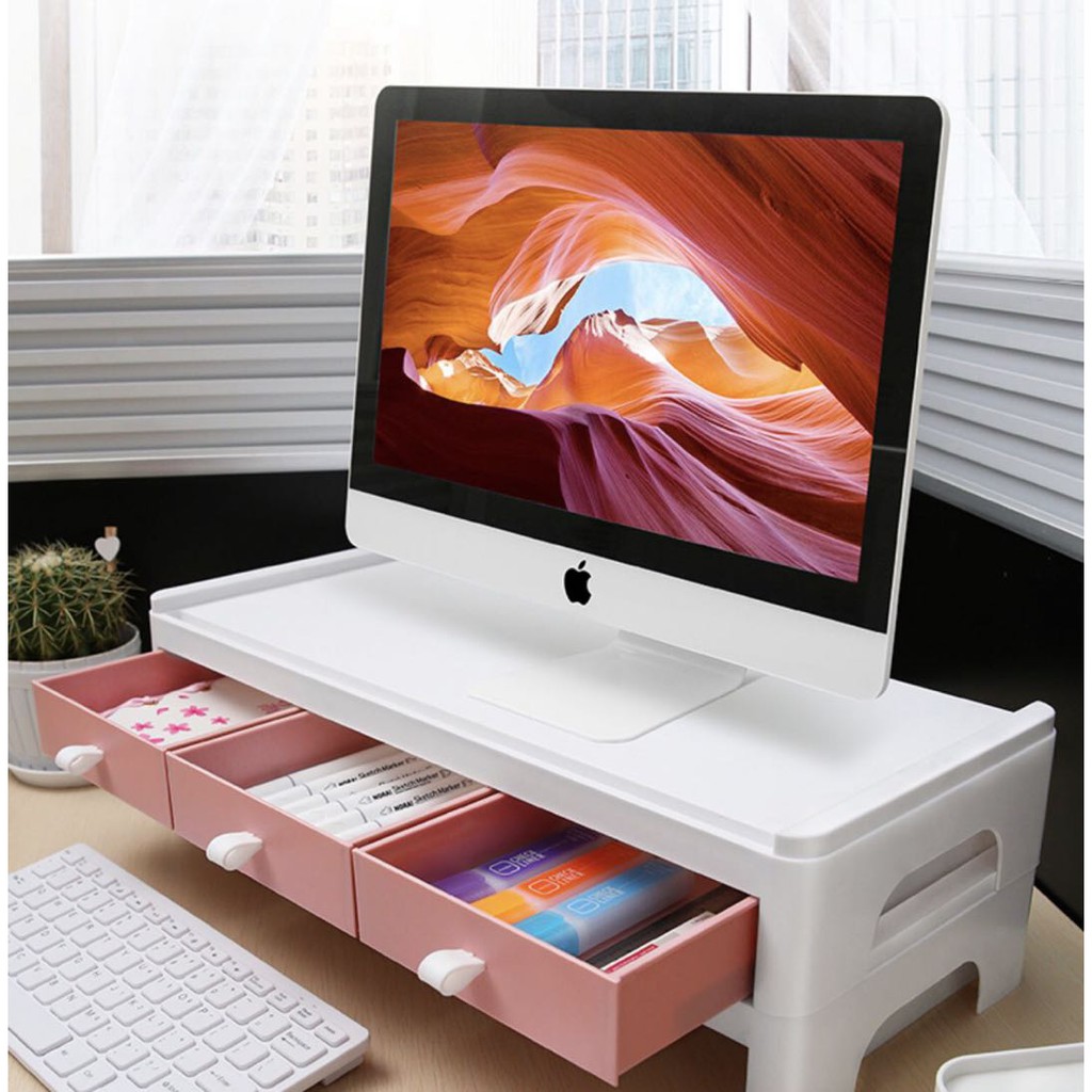 Computer Monitor/Laptop /Notebook / TV Stand Riser With 3 Small Drawers