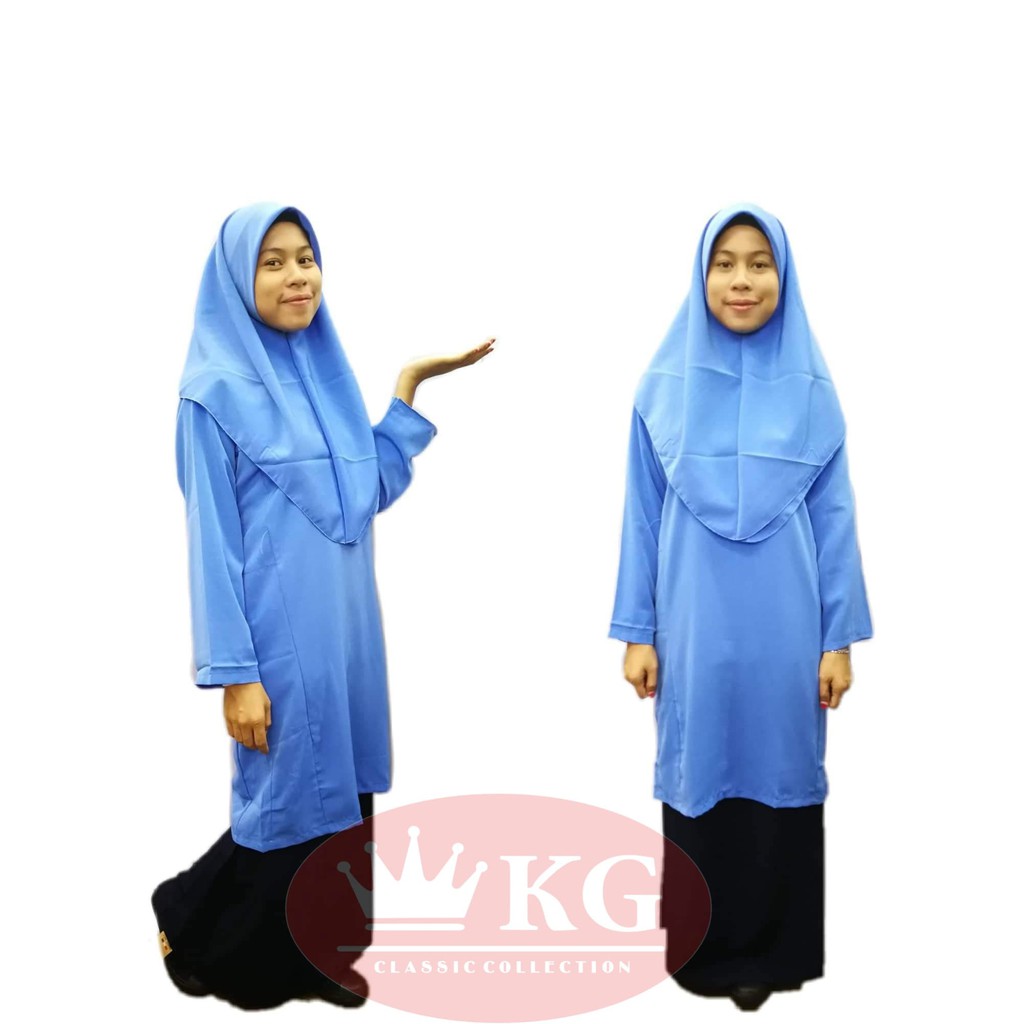  Baju  Kurung Biru Pengawas  Sekolah Kain Licin Koshibo 