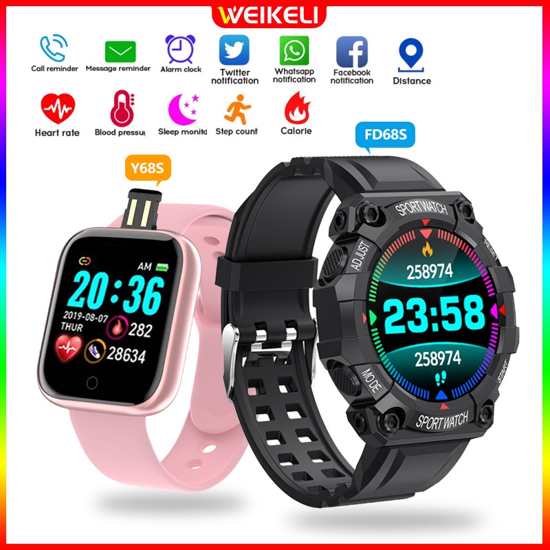 Smart Watch Y68 Fd68s Waterproof Bluetooth D20 Sport Watch Fitness Tracker Wristband For Men