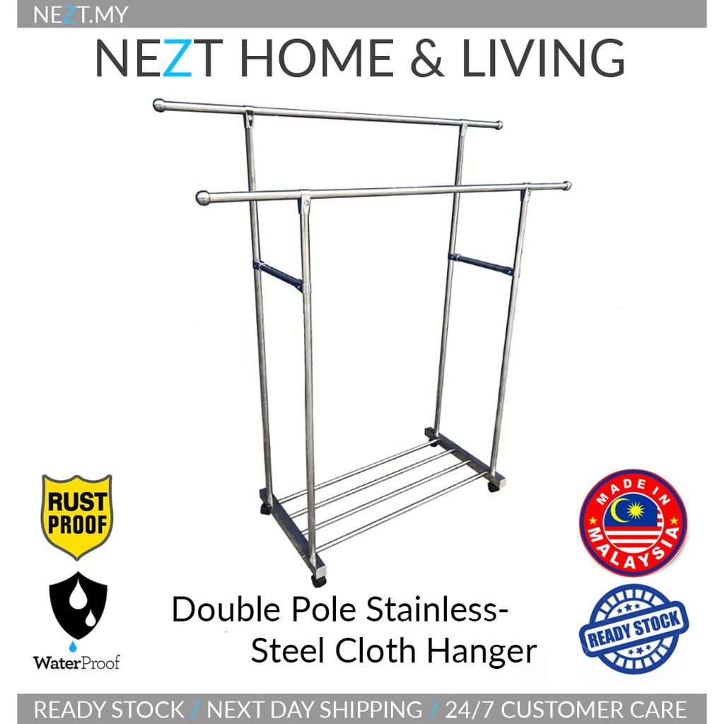 Double Pole Stainless Steel Cloth Hanger Shopee Malaysia