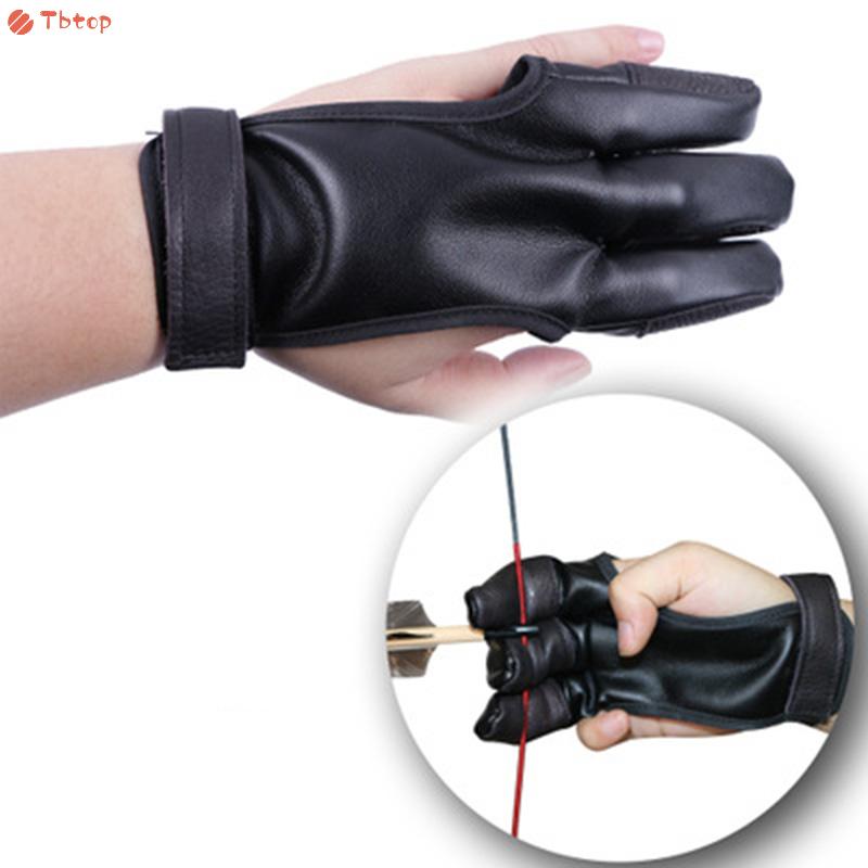 Details about   Leather Archery Gloves 3 Finger Tab Guard Bow Shooting Protector Accessories 