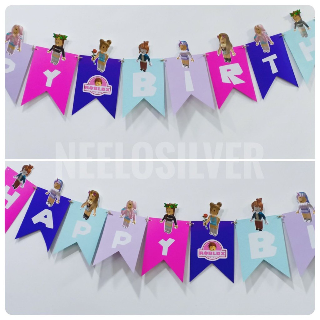 Roblox Girl Theme Flag Banner For Birthday Decorations Shopee Malaysia - roblox birthday party girl