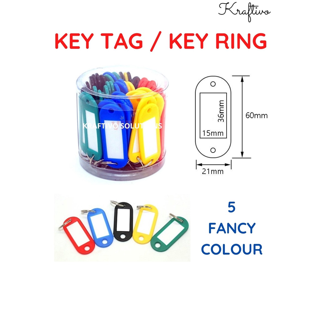 [ 50 PCS /BOX ] MIX COLOUR KEY TAG / KEY RING / KEY CHAIN / LABEL TAG