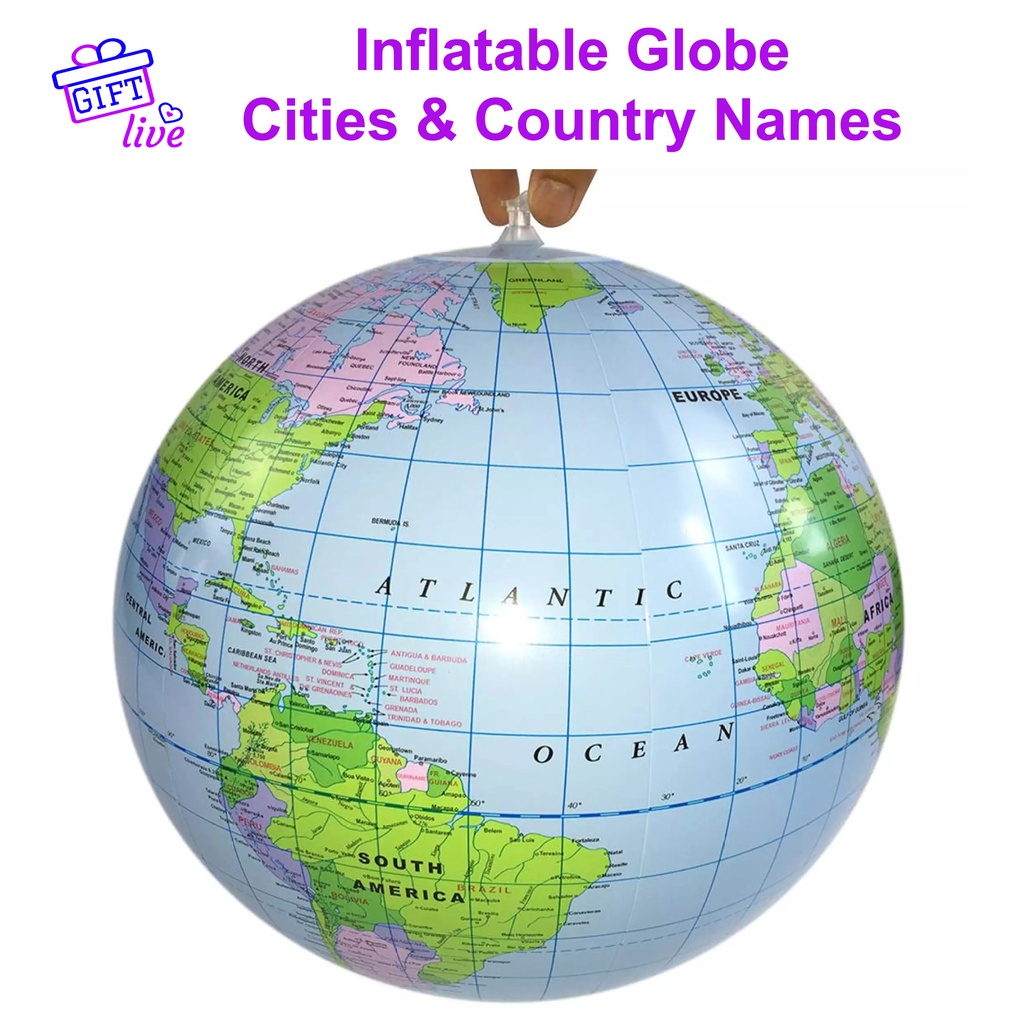 Inflatable Globe World Earth Ocean Map Ball Geography Learning Beach Ball Toy Glob Peta Dunia Bumi Sains Geografi