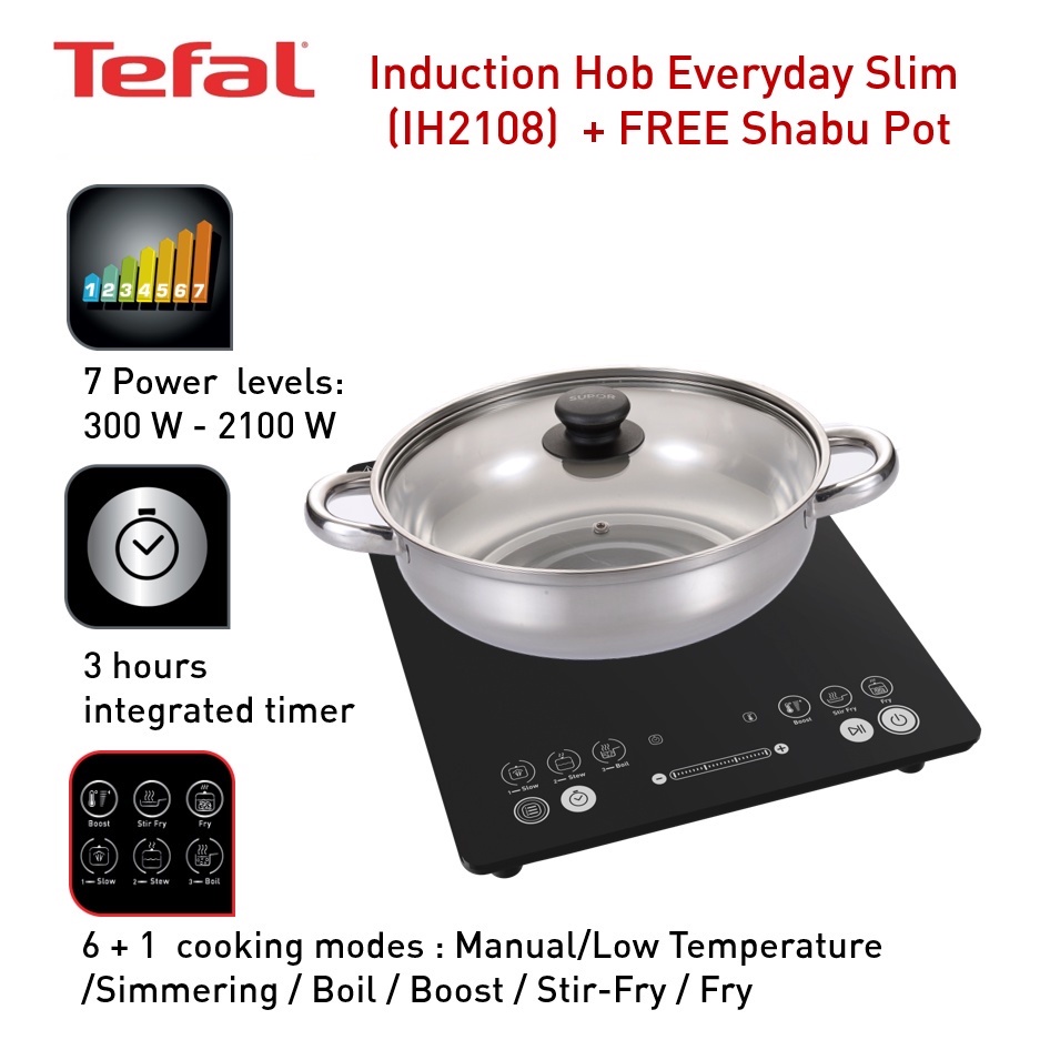 Free Shabu Pot! Tefal IH2108 Everyday Slim Induction Hob Shopee Malaysia