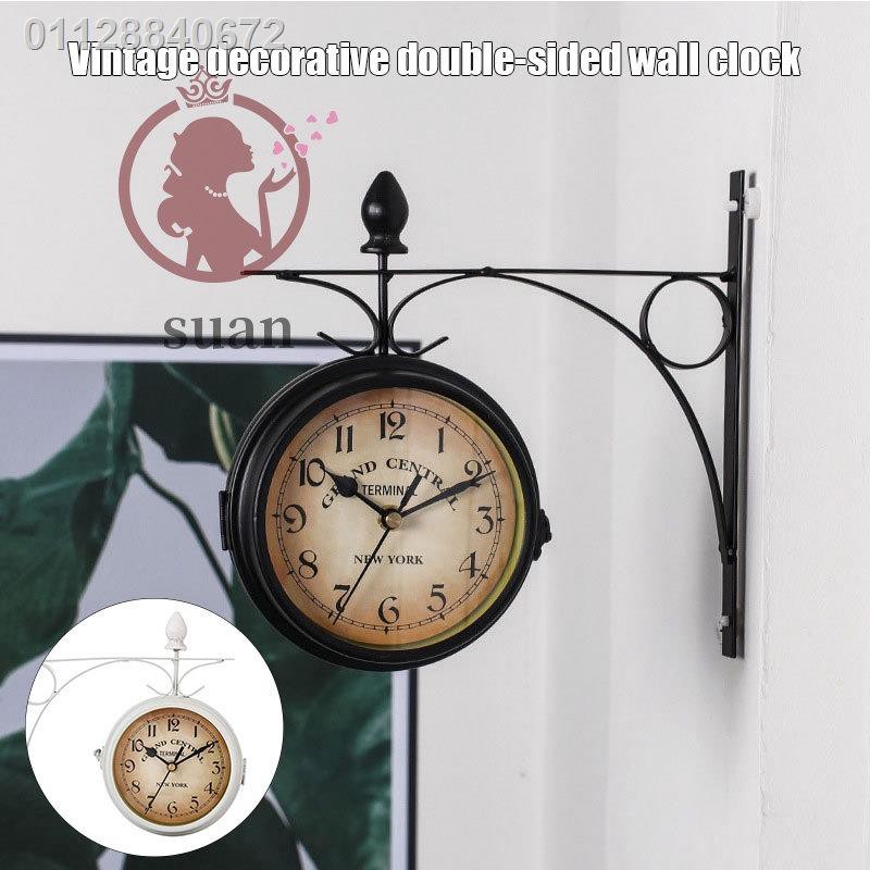 Limited Time Hot Outdoor Bracket Clock Garden Station Wall Double Sided Black White Ee Malaysia - Double Sided Wall Clock Malaysia
