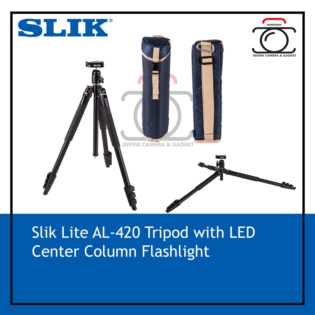 Slik Lite AL420 Tripod with LED Center Column Flashlight Shopee Malaysia
