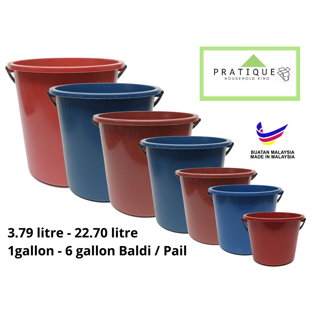 1-6 gallon Plastic Pail / Bucket / Baldi Air/ Bakul/ Tong Mop