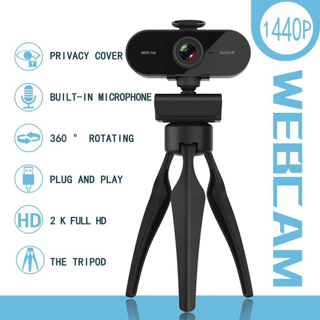 Buy Grand Opening Webcam 2k 1440p Full Hd Webcam With Stand Microphone Usb 360 Degree Plug Webcam For Pc Computer Mac Seetracker Malaysia