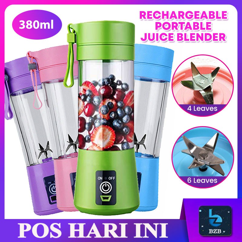 Portable Fruit Juicer Blender USB Electric 380ml Bottle Mini Cup Juicer 4 6 Blades Rechargeable Pengisar Jus 蔬果搅拌机