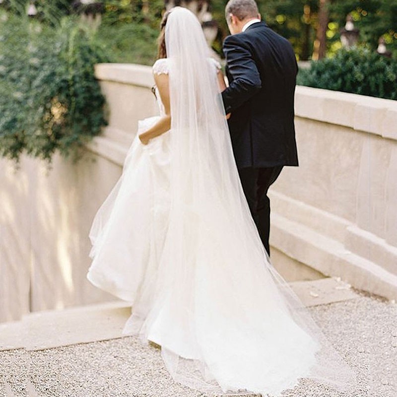 Tulle Sheer White Ivory Wedding Bridal Veils Cathedral For Bride