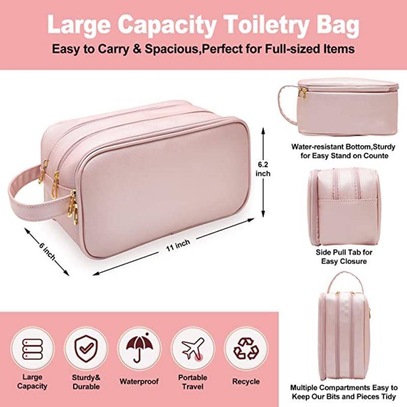 Water Resistant Toiletry Bag For Women Travel Makeup Bag Eco Leather Cosmetic Makeup Organizer for Girls Umakeup