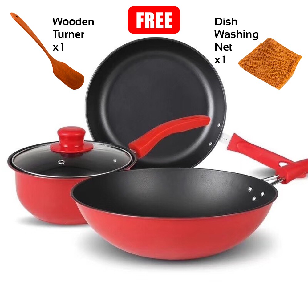 non stick frying pan set with lids