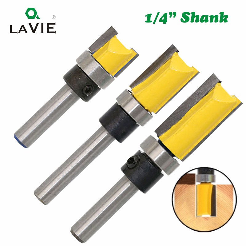 3pcs 1/4'' Flush Trim Router Bit Pattern Bit Wood Template Edge