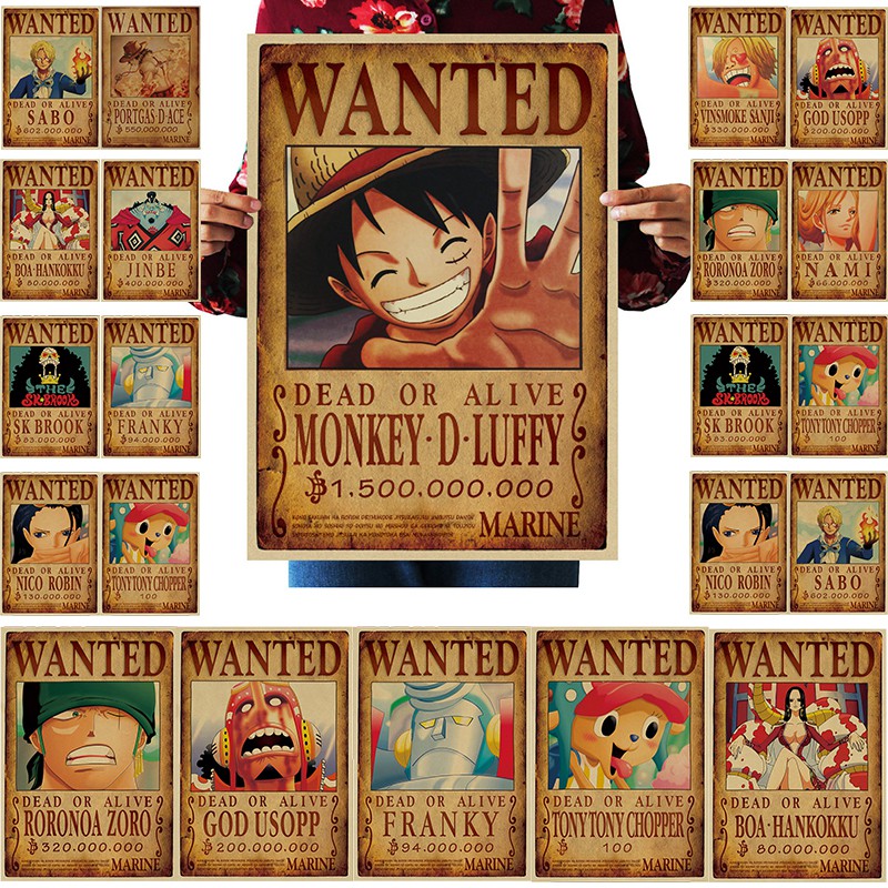 Anime One Piece Wanted Order Kraft Paper Collection Posters Bounty ...