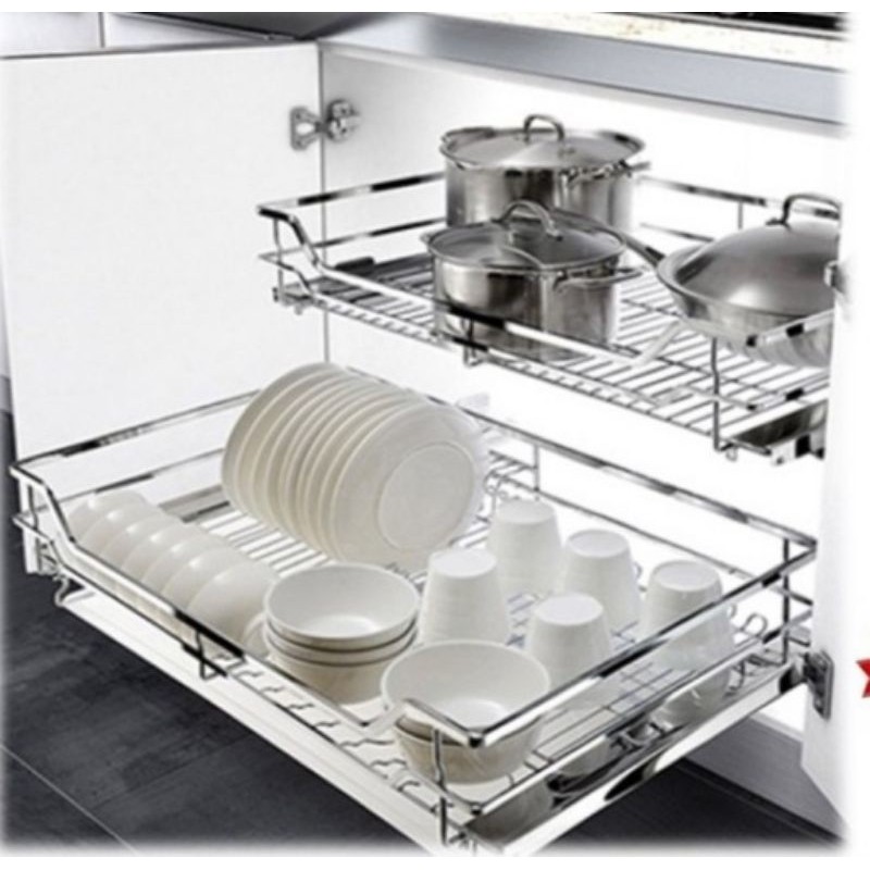 Kitchen AB Drawer Pull Out Basket With Dish Rack Shopee Malaysia