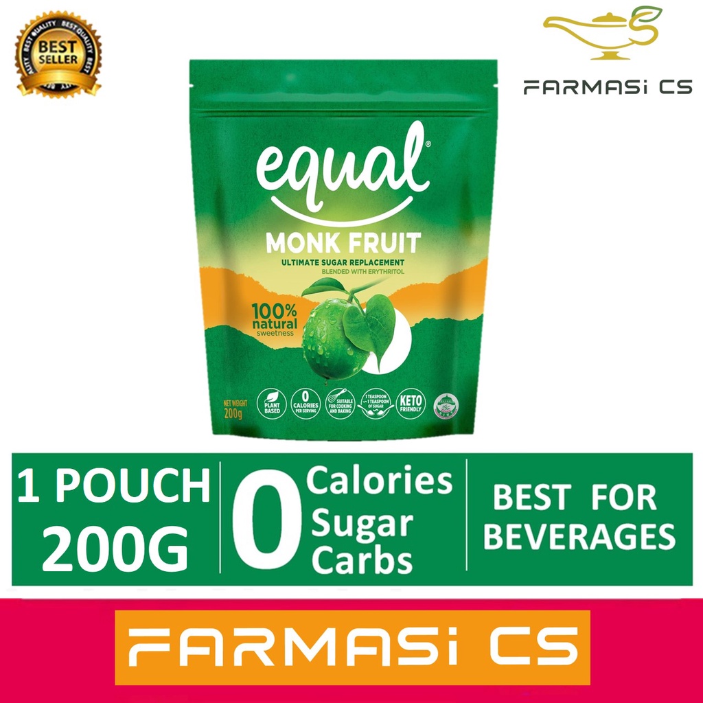 Equal Monk Fruit Ultimate Sugar Replacement Pouch 200g EXP07/2023