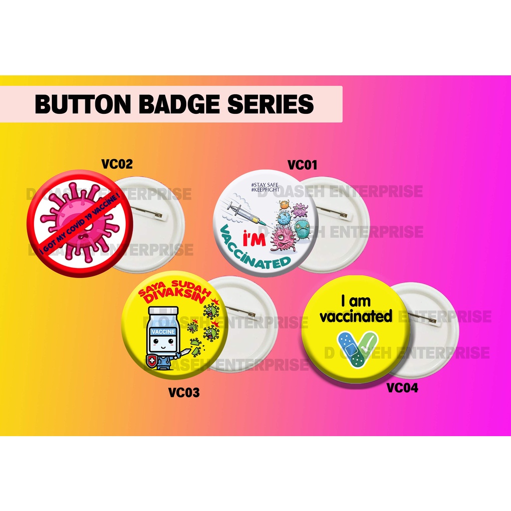Button Badge Vaksin I M Vaccinated Ready Stock Shopee Malaysia