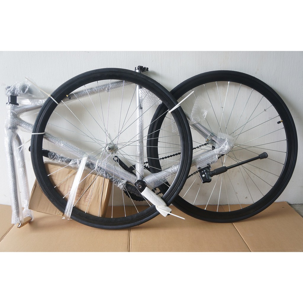  Silver Basikal  Fixie Fixed Gear  Bicycle Road Racing Bike 