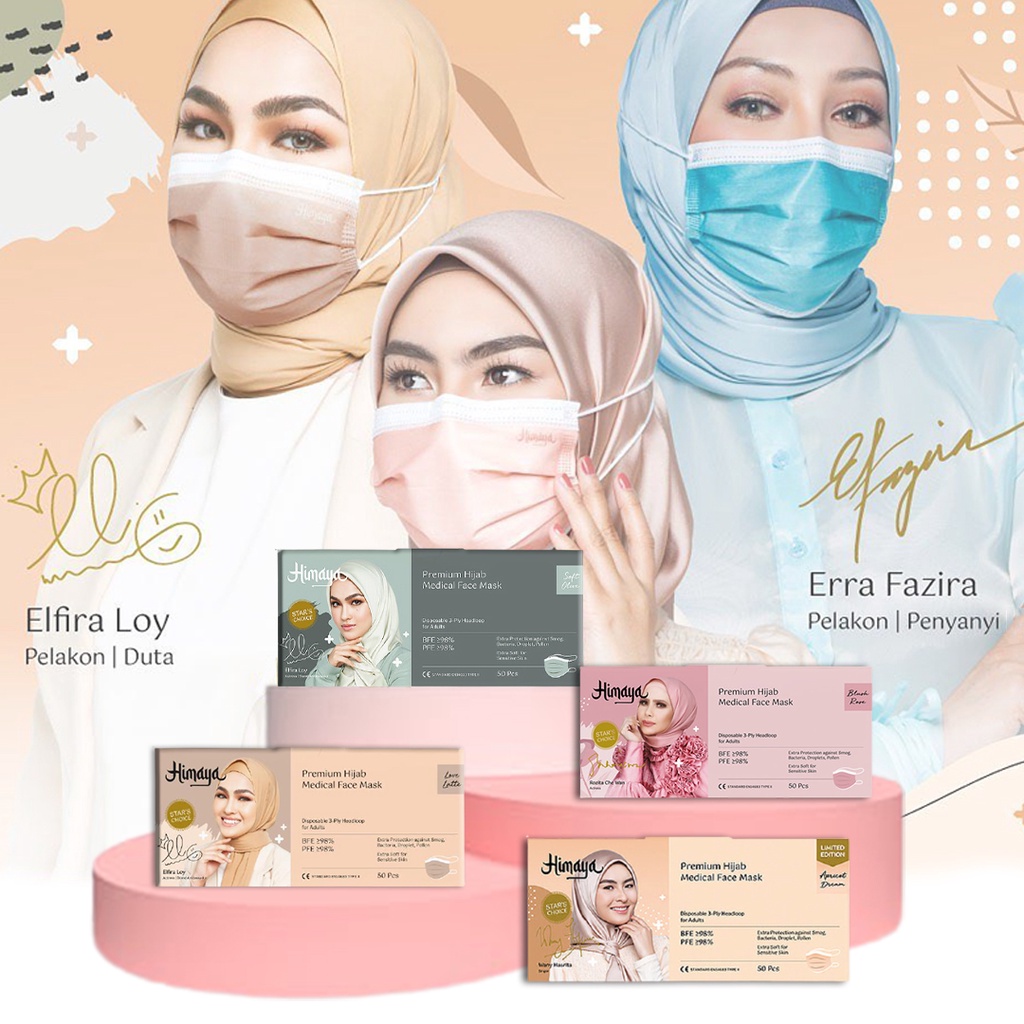 Himaya Soft Premium Hijab 3ply Surgical Disposable Mask Adult Medical Face Mask Head Loop