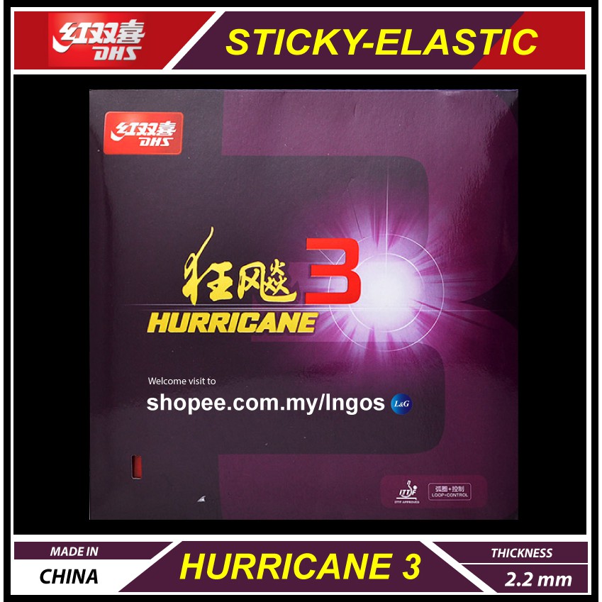 Original DHS Rubber Hurricane 3 Sticky Elastic Table ...