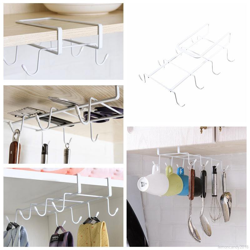 New8 Hookssale Metal Mug Holder Under Cabinet Cup Drying Rack Ties