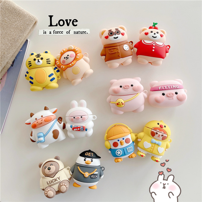 Airpods Case Zoo 3D Cute Animals Soft Silicone Case Wireless Earphone