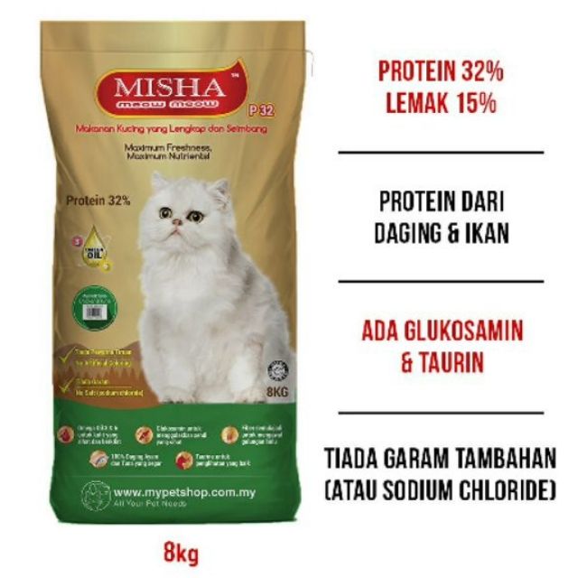 Misha Chicken & Tuna 8kg Cat Food / Makanan Kucing Murah Kibbles
