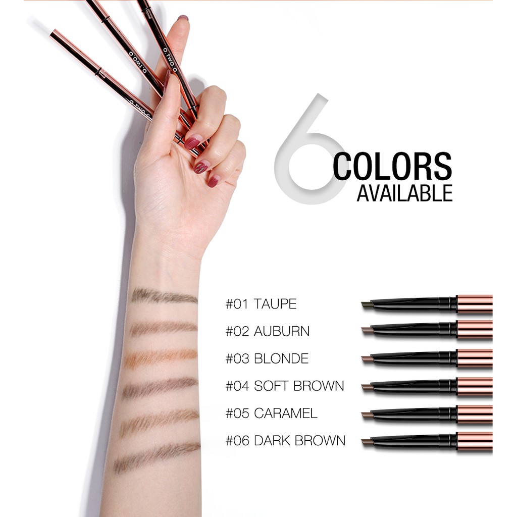 O.TWO.O Eyebrow Pencil 6 Colors Waterproof Automatic Rotation Long-lasting Double Eyebrow