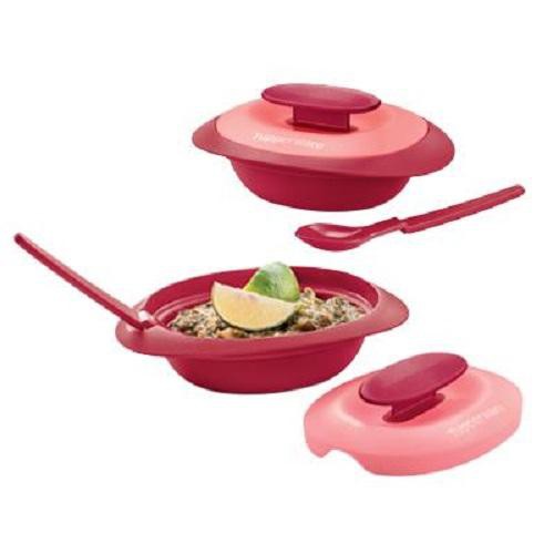 Tupperware Royal Red/Emerald Green Sambal Dish With Spoon (1) 110ml