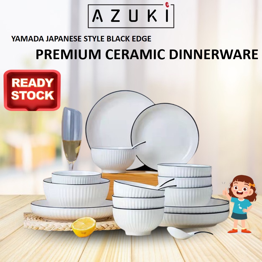 YAMADA Japanese Style Nordic Premium Ceramic Dinnerware Dinner Set Ceramic Plates Bowl Set Pinggan Mangkuk Seramik Raya