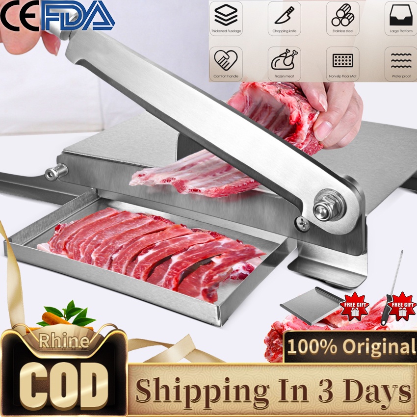 【NTWSHOP】9.5-Inch Strong Manual Ribs Slicer Household Food Grade Stainless Steel Deboning Slicer Chicken Ribs Ribs Vanilla Labor-Saving Meat Slicer Non-Slip Storable Household Cooking With Sharpener