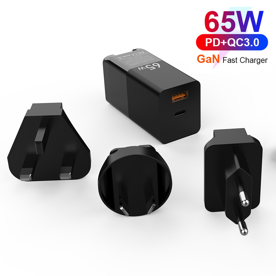GaN 65W USB C Power Adapter Quick Charge 3.0 QC PD3.0 PD USBC Type C