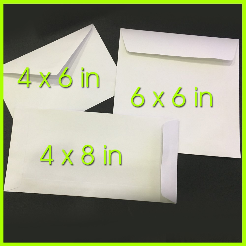 White Envelope 4x6, 4x8, 6x6, 6x9 Inch 10-500 Pcs Sampul Surat Putih