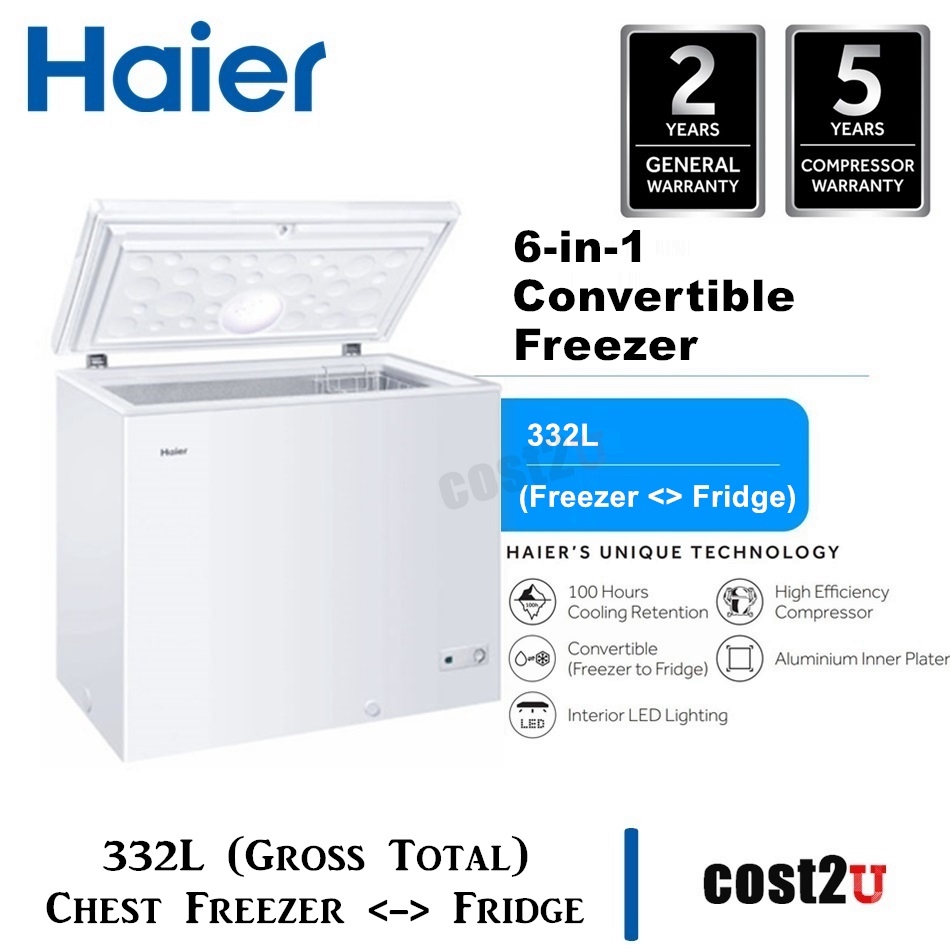 Haier 332l Chest Freezer Convertible Freezer Fridge 328h 328hp 328hp Peti Ais Peti Pembeku 电冰箱 Shopee Malaysia