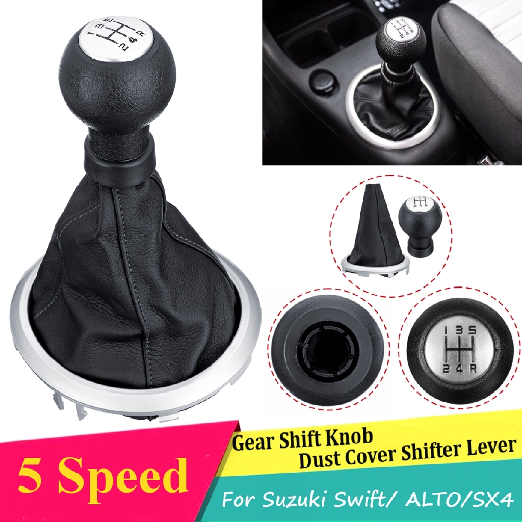 PU Leather Gear Shift Knob Dust Cover Shifter 5 Speed For Suzuki Swift ...